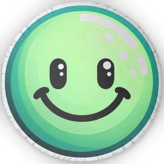 Green Smiley Face Pillow Room Decor Gift Cheerful Throw Cushion  Pillow for Kids Room