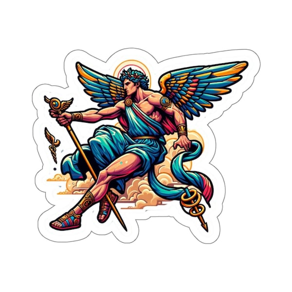 Greek Mythological God Hermes Sticker - Messenger God - Perfect for Notebooks and Helmets, Scratch-Resistant, High-Quality Vinyl