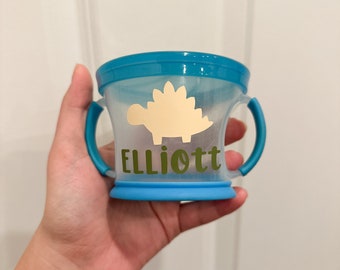 Spersonalizowany łapacz przekąsek | Kubek na przekąski | Munchkin | Przekąski | Niemowlę | Maluch | Pierwsze urodziny | Mama + Ja | Dinozaur | Prezent | Upominek na imprezę