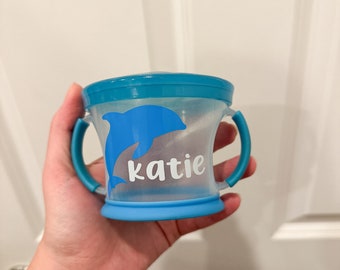 Spersonalizowany łapacz przekąsek | Kubek na przekąski | Munchkin | Przekąski | Niemowlę | Maluch | Pierwsze urodziny | Mama + Ja | Dopasowanie | Delfin | Prezent | Upominek na imprezę