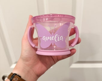 Spersonalizowany łapacz przekąsek | Kubek na przekąski | Munchkin | Przekąski | Niemowlę | Maluch | Pierwsze urodziny | Mama + Ja | Motyl | Prezent | Upominek na imprezę