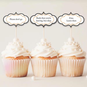 Printable cupcake toppers, set of 15, farewell, going away, moving toppers, sarcastic farewell, funny leaving party decor