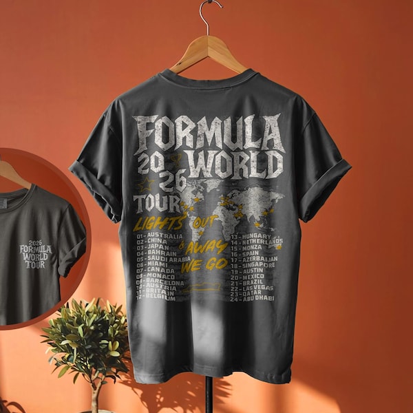 2026 Grand Prix World Tour T-Shirt, Motorsport Fan Gift, Garment Dyed Oversized Tee