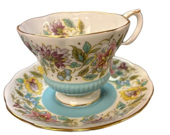 Beautiful Floral Royal Albert Tea Cup and Saucer Bone China Made in England Jacobean Gold Trim Tea Party Celebration Vintage