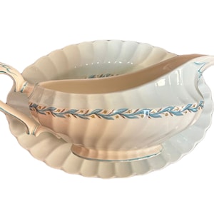 Stunning Rare Vintage Boat Gravy Saucer Myott &quot;Blue Chelsea&quot; Ref 6150 Staffordshire Bone China Made in England Hand-Painted Tea Collectible