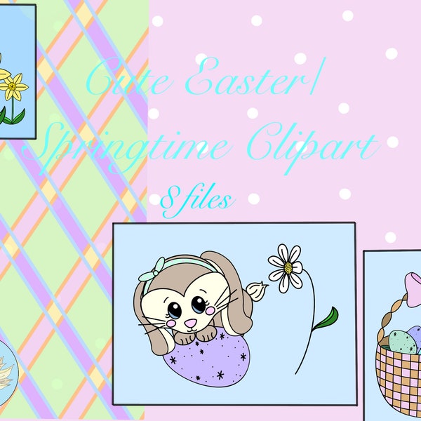 Cute Easter/Springtime Digital pdf Clipart (8 files)