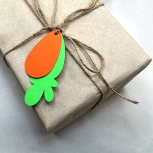 Etiqueta de presente de cenoura de Páscoa perfeita para cesta de Páscoa infantil, decoração de Páscoa, lembrancinhas de festa de Páscoa. Camada dupla, etiqueta em branco - conjunto de 10.