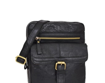 Sac organisateur en cuir véritable pour homme, pochette Flight Classic, noir ashton