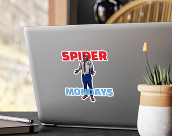 Pegatina de Spider Mondays / Spiderman de oficina divertido, vinilo impermeable