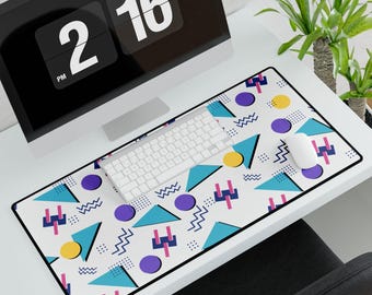 Abstract Geometric Desk Mat, Colorful Office Decor, Gamer Accessories, Modern Workspace Mat, Creative Gift Idea, Home Office Organization
