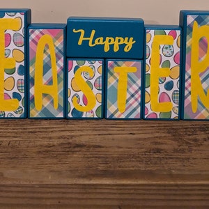 Happy Easter Wood Word Blocks