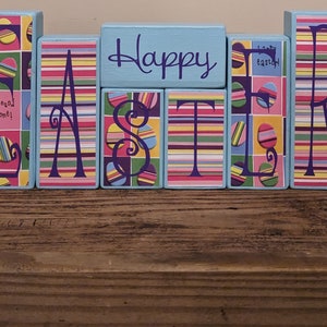 Happy Easter Wood Word Blocks