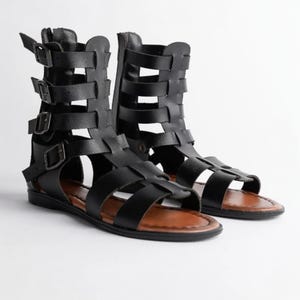 Faux Leather Gladiator Sandals, Boho Strappy Sandals for Women, Summer Flat Sandals, Vegan Leather Roman Sandals, Festival Footwear