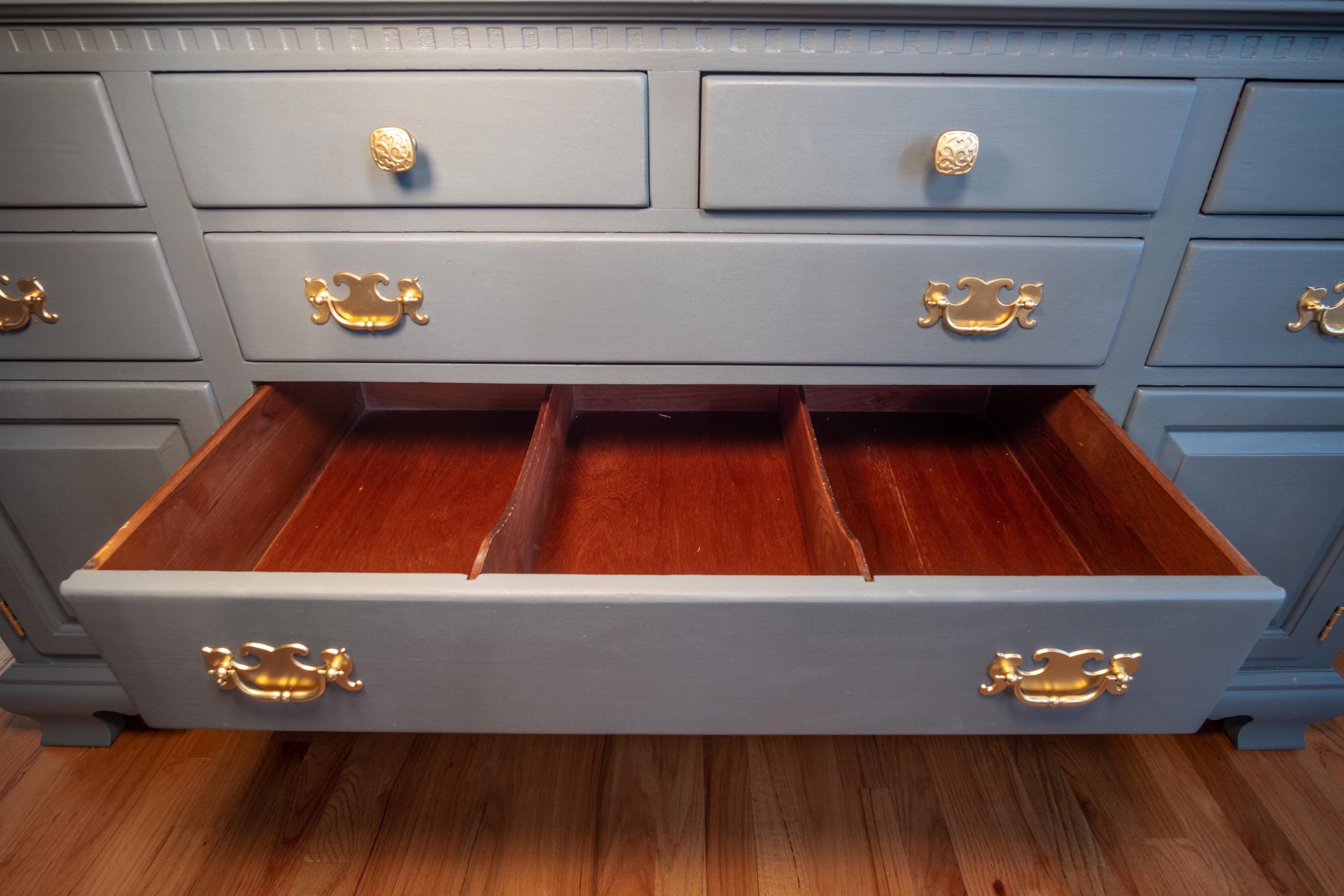SOLD!! Refinished Ethan Allen Dresser | Vintage Blue Sideboard