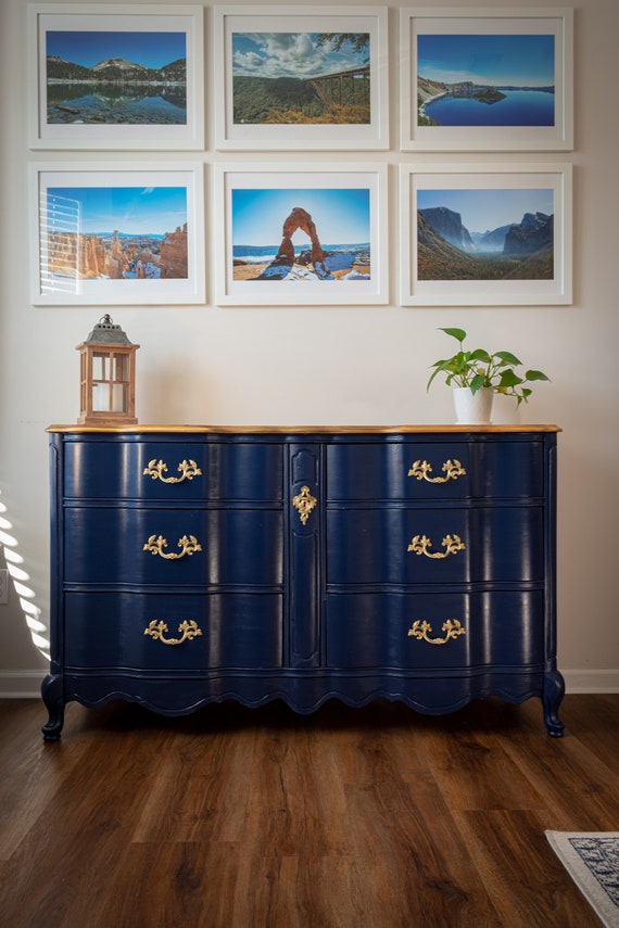 6 drawer blue dresser Bryant Linen Extra Wide 6-Drawer Dresser – Meadow Blu