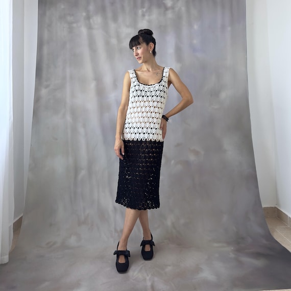 Handwoven Crochet Flapper Dress: Black & White Vintage Knit - S/M - Etsy New Zealand Handwoven Crochet Flapper Dress: Black & White Vintage Knit - S/M - Etsy New Zealand