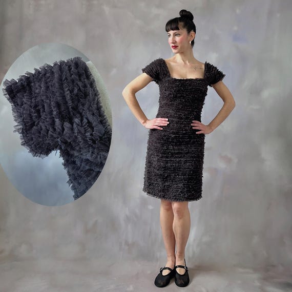 Vintage Victorio & Lucchino Ruffled Tulle Mini Dress: Dark Coquette Party  Dress XS/S