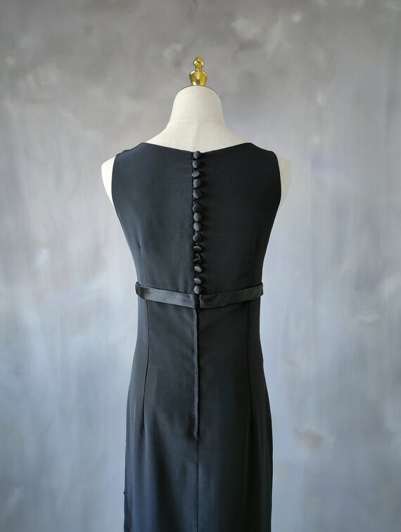 Minimal Black Bow gown, Empire waist satin evenin… - image 10