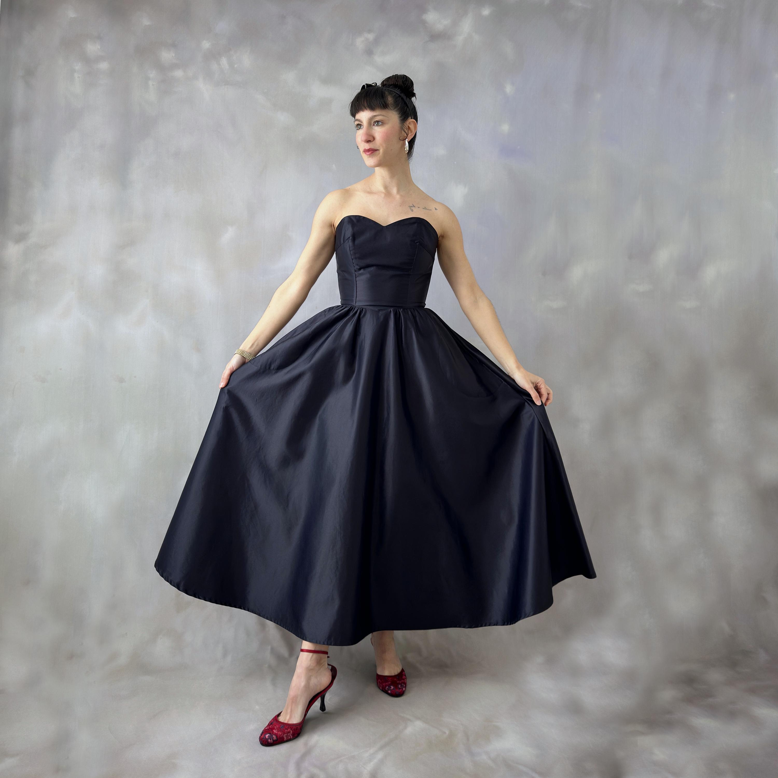 Satin Black Strapless Dress Canada