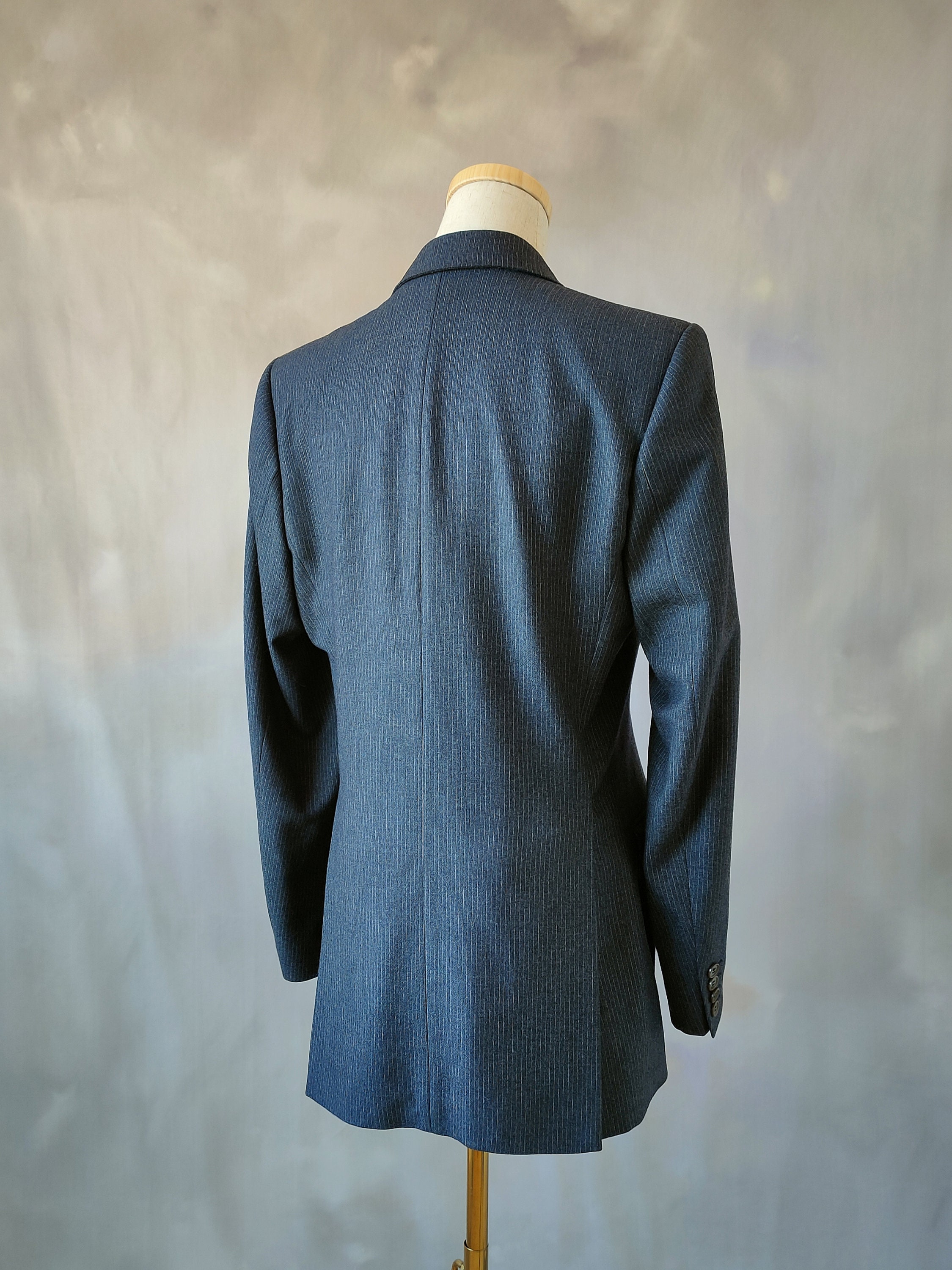 Vintage Pierre Cardin Wool Blazer: 80s Pinstripe Oversized Jacket 