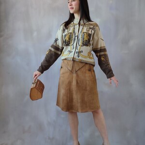 Scarf printed wool cardigan, vintage beige equestrian sweater, cashmere sweater wool cardigan, angora sweater dressy cardigan, wool jacket Bild 2