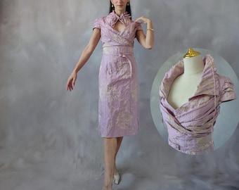 PerZeal Figurbetontes Bleistiftkleid – Business-Kleid Mit 3/4-Ärmeln, Lavendel, Größe XXL