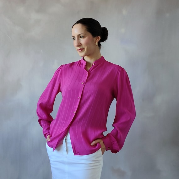 Bold Magenta Chic Fuchsia Puff Sleeve Shirt Bold Magenta Chic Fuchsia Puff Sleeve Shirt