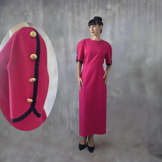 Vintage 80s Ann Taylor Dress: Hot Pink Linen Midi With Bold Shoulders -  Etsy New Zealand