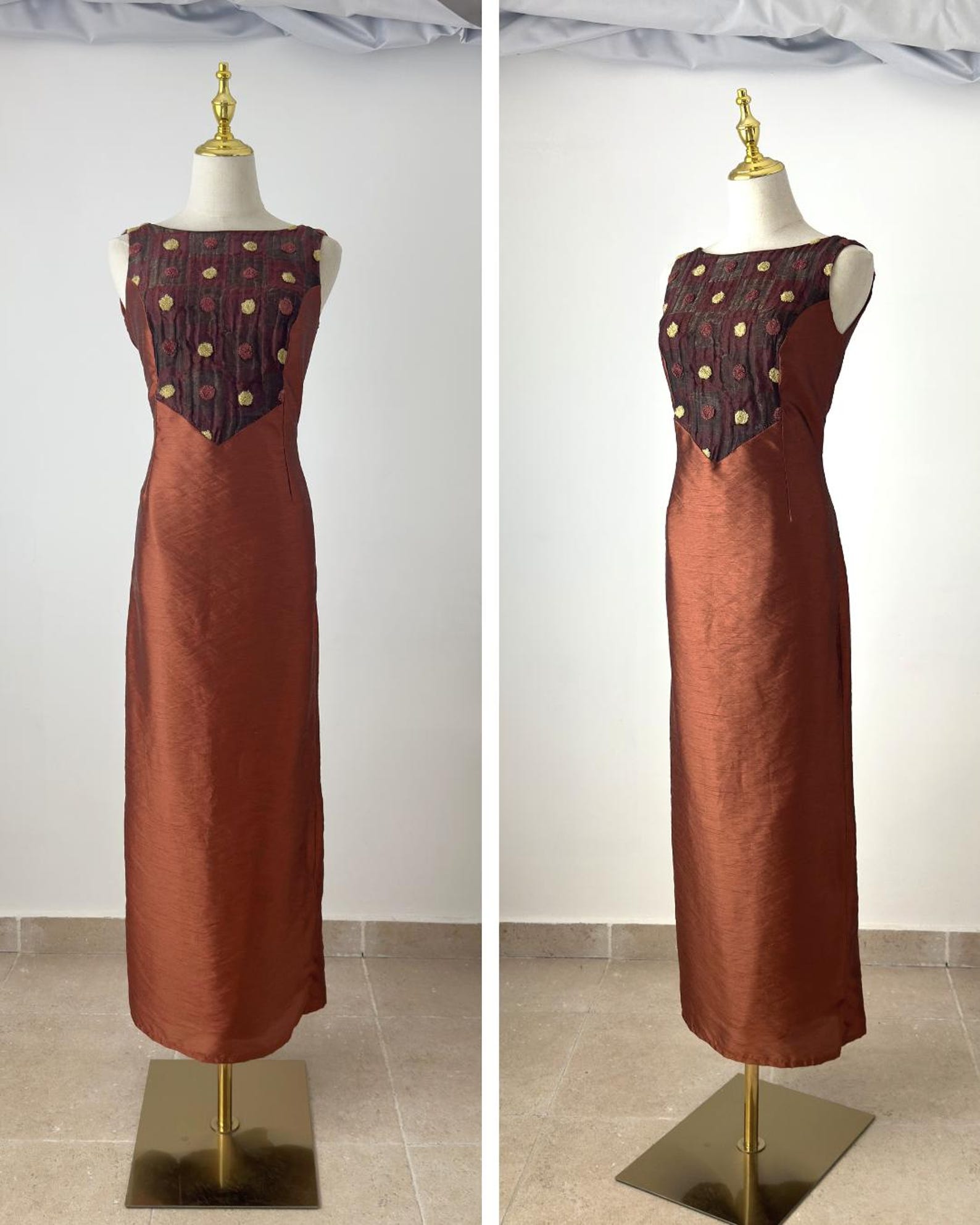 Vintage Brown Sequin Beaded Evening Dress,Formal Mermaid Prom Dress cc2765 main image 1