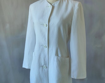 ヴィンテージ マックスマーラ リネン ブレザー：80年代風 ホワイト