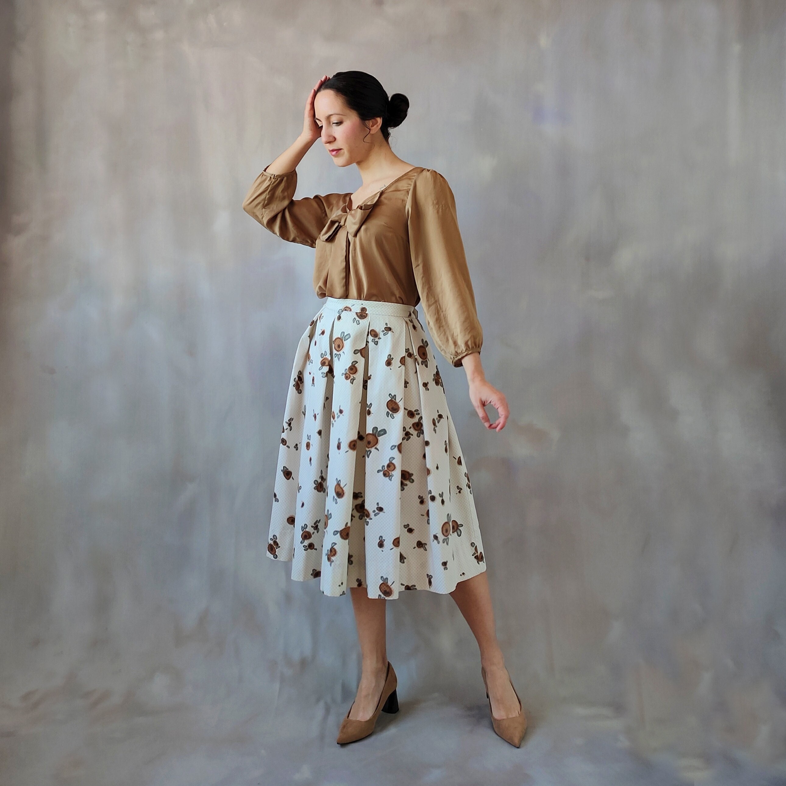 アメリヴィンテージFLOWER PATCHWORK PLEATED SKIRT AMERI/アメリ】FLOWER PATCHWORK PLEATED SKIRT/フラワーパッチ