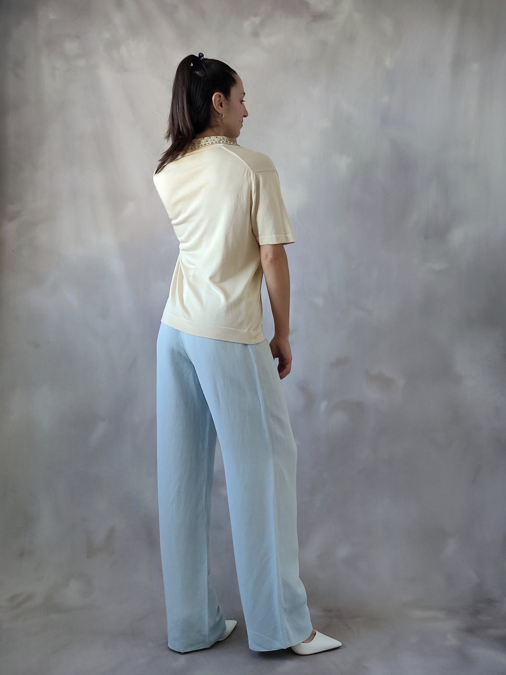 Vintage Giorgio Armani 90s Light Blue Silk Palazzo Pants - S - Etsy