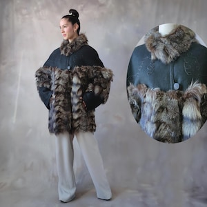 80s Vintage Mink Fur Coat, Old money Luxury Batwing Sleeve fur Jacket, Authentic Brown Mink Fur, Brown timeless Classic Winter Outerwear - L