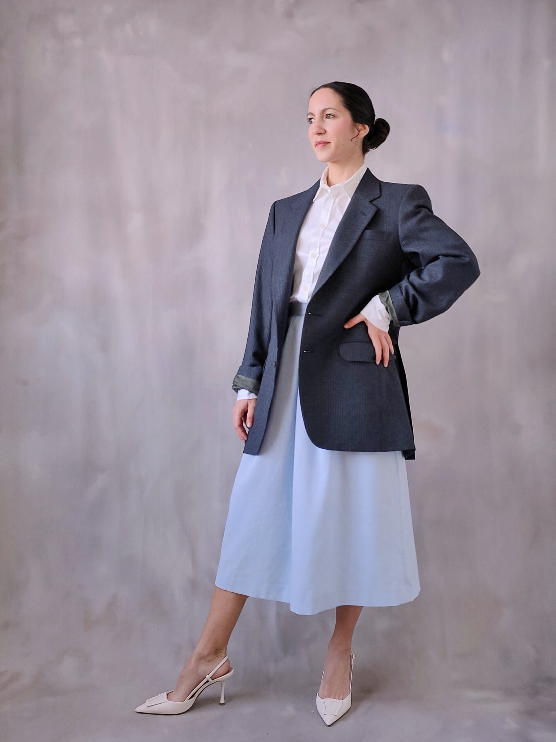 Vintage Pierre Cardin Wool Blazer: 80s Pinstripe Oversized Jacket 