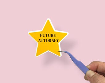 Future Attorney Sticker | Law Student and Lawyer Gift | Pre-Law Vinyl Decal | Cute Star Sticker for Laptop Water Bottle Kindle Planner