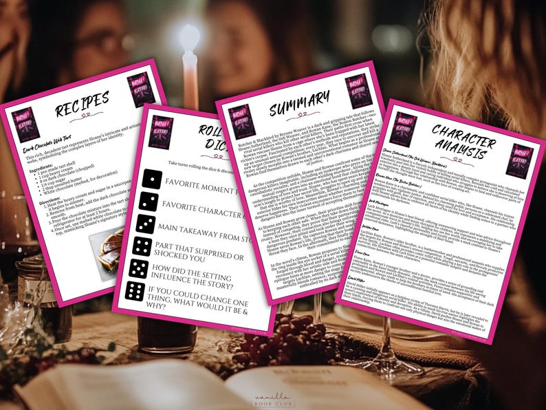Butcher & Blackbird Book Club Guide Book Club Games Book Discussion Questions Brynne Weaver Book Club Kit Activity Dark Romance Fiction