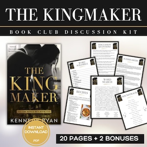 Può includere: Kit di discussione digitale per club del libro intitolato "The Kingmaker". Il kit include l'immagine della copertina del libro, domande di discussione, giochi di parole, ricette e un elenco di colonne sonore. La copertina presenta una coppia in un abbraccio. Download PDF immediato.