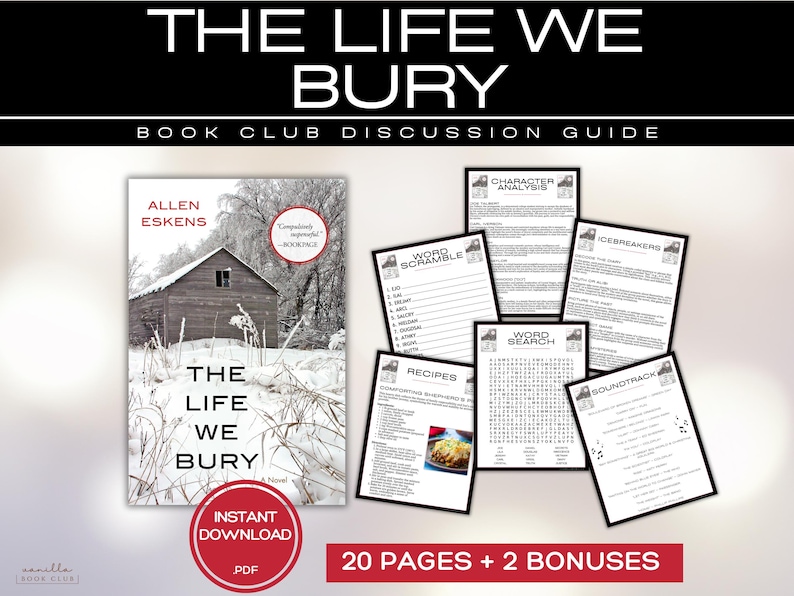 The Life We Bury Book Club Guide Book Club Games Book Discussion Questions Allen Eskens BookTok Bookstagram Thriller Mystery Fiction Novel