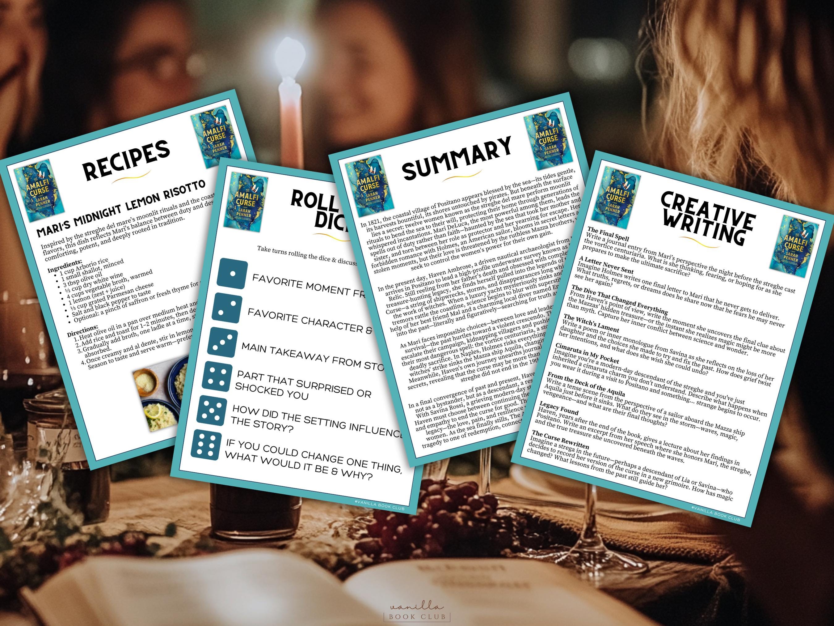 The Amalfi Curse Book Club Guide Book Club Games Discussion Questions ...