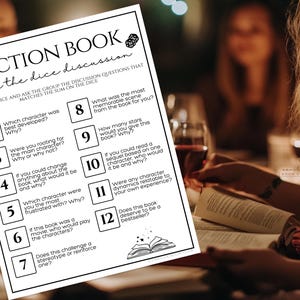 Book Club Games Roll the Dice Fiction Book Discussion Questions Game Book Club Ice Breaker Games Ladies Night Game Girls Night Game Activity