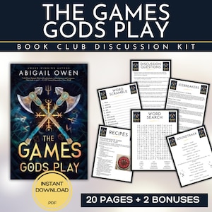 Può includere: Un kit di discussione per club del libro intitolato "The Games Gods Play", con una copertina del libro raffigurante asce incrociate. Il kit include domande di discussione, giochi di parole, ricette e una colonna sonora.