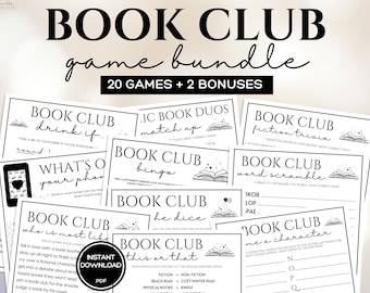 Buchklub Spiele BUNDLE Buchklub Eisbrecher Spiele Damen Nachtspiele Mädchen Nachtspiele Finde den Gast Bingo Buchstagram Scharade Aktivität