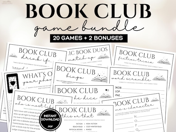 Book Club Games BUNDLE Book Club Ice Breaker Games Ladies Night Games Girls Night Games Find The Guest Bingo Bookstagram Charades Activity