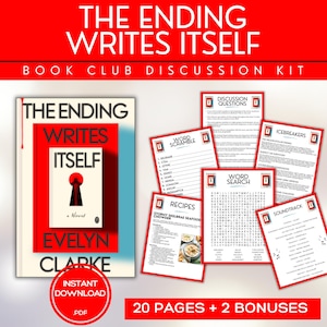 Peut inclure: Kit de discussion pour club de lecture du roman "The Ending Writes Itself" d'Evelyn Clarke. Il comprend des questions, des mots mêlés, des recettes, une recherche de mots et une bande originale. Disponible en téléchargement PDF instantané.