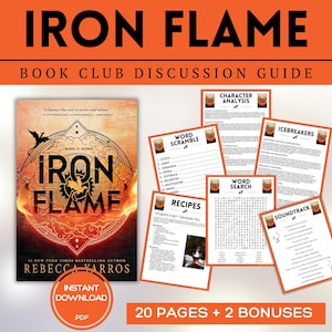 Guida del club del libro Iron Flame Giochi del club del libro Domande di discussione Rebecca Yarros BookTok Bookstagram Fantasy Romance Romantasy Empyrean Series