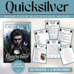 Guida del club del libro Quicksilver Giochi del club del libro Domande di discussione Callie Hart BookTok Bookstagram Fantasy Romance Reading Group Romantasy