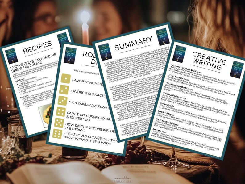 Pretty Girls Book Club Guide Book Club Games Book Discussion Questions Karin Slaughter Book Club Kit Activity Mystery Thriller Reading Group
