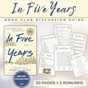 In Five Years Book Club Guide Book Club Games Book Discussion Questions Rebecca Serle Book Club Kit Activity Romance Fiction Novel Chick Lit