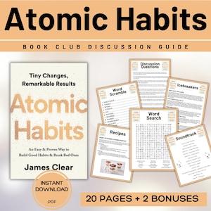 Atomic Habits Book Club Guide Book Club Games Book Discussion Questions James Clear Book Club Kit Nonfiction Self Help Psychology 75 Hard