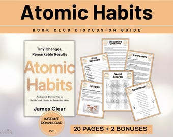 Atomic Habits Book Club Guide Book Club Games Book Discussion Questions James Clear Book Club Kit Nonfiction Self Help Psychology 75 Hard